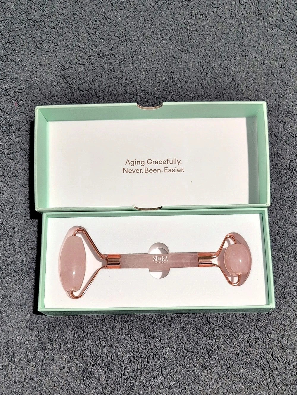 Siara Skincare Rose Quartz Facial Roller Pink Rose Gold NWT